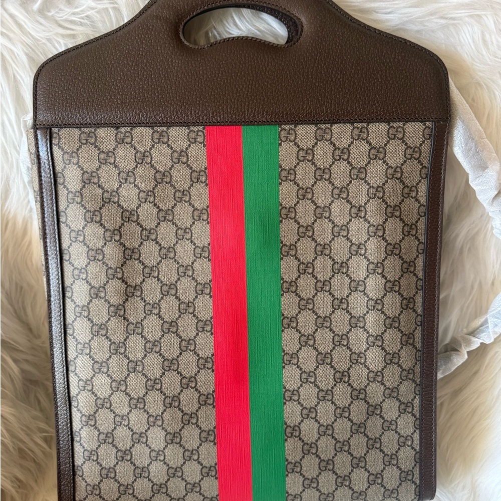 Gucci GG Supreme Tote Bag – PVC Coated Canvas & Leather – Beige - Picture 3 of 16
